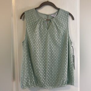Liz Claiborne Light Mint Green Lace-Overlay Sleeveless Top